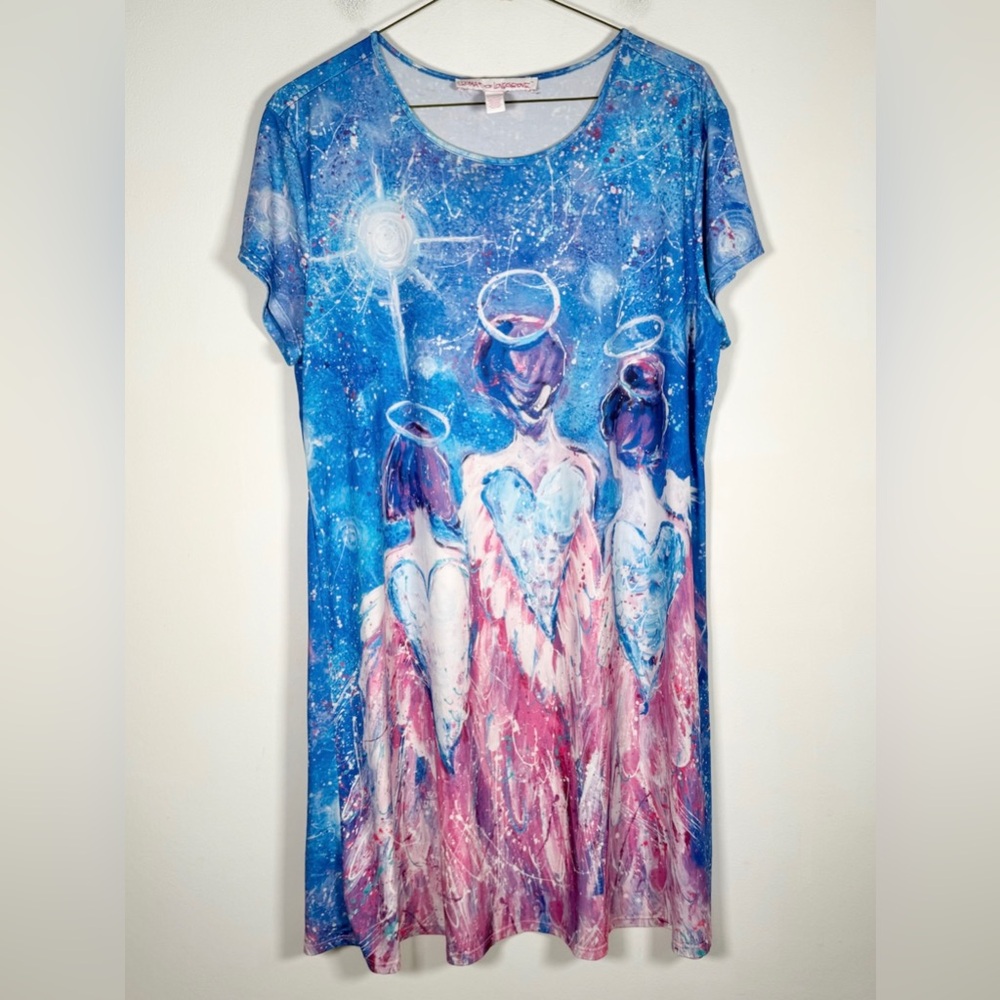Leoma Lovegrove Women’s Size Extra Large XL Wearable Art T-Shirt Dress Angels